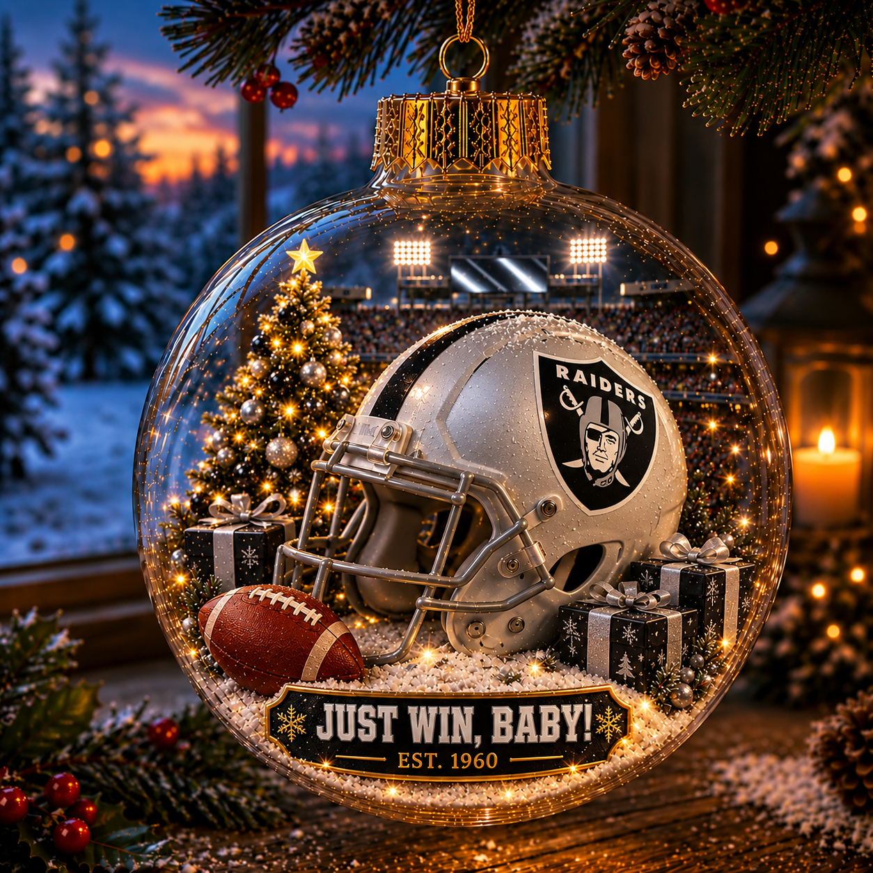 🏈🎄 Light-Up Football Team Christmas Ornament