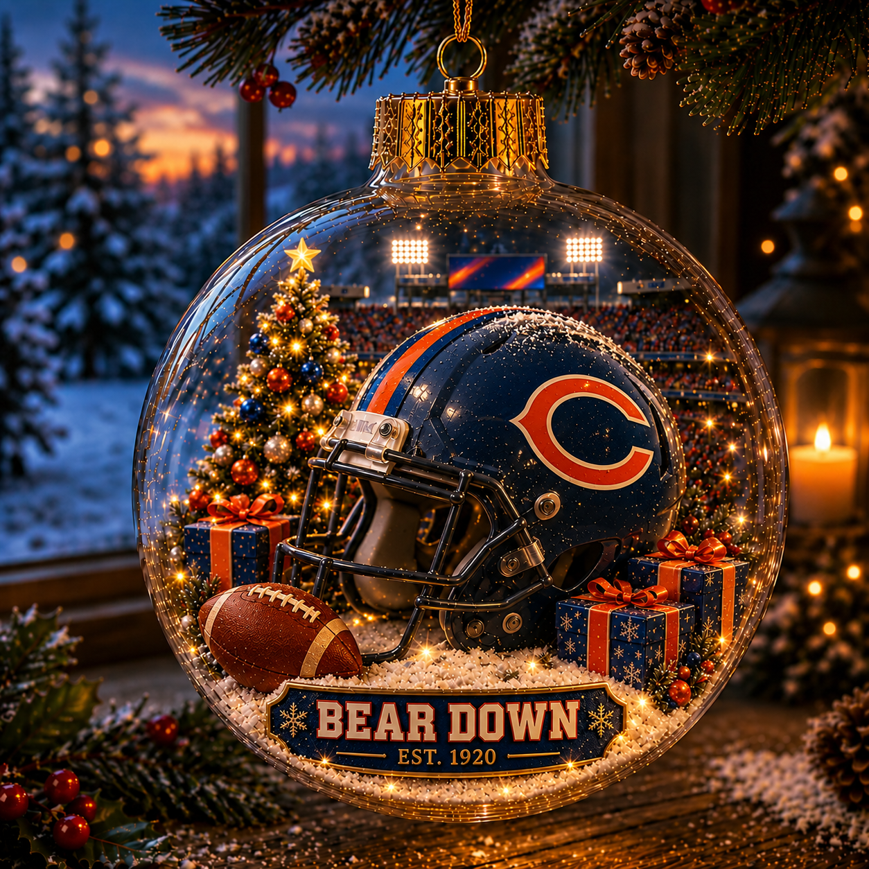 🏈🎄 Light-Up Football Team Christmas Ornament