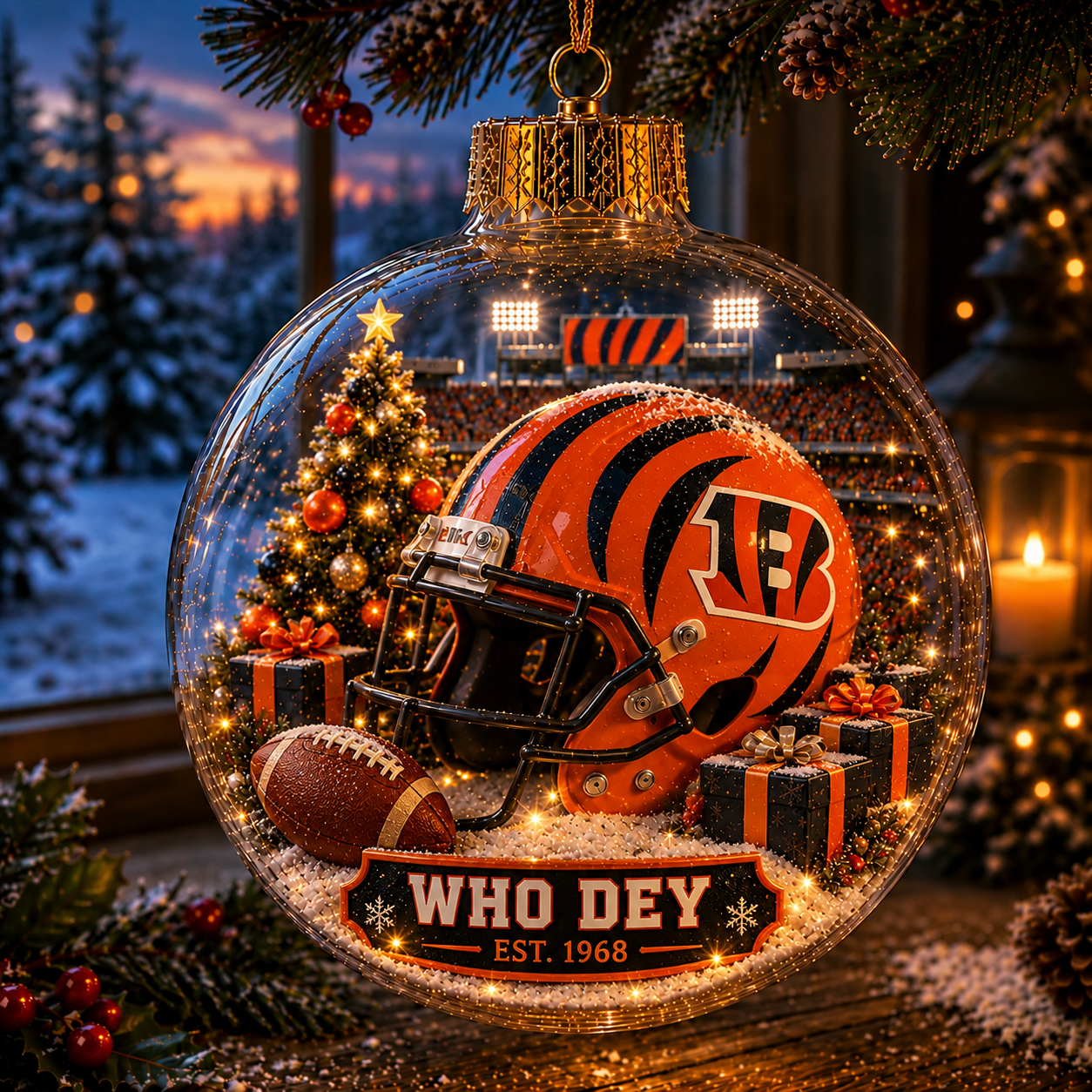 🏈🎄 Light-Up Football Team Christmas Ornament