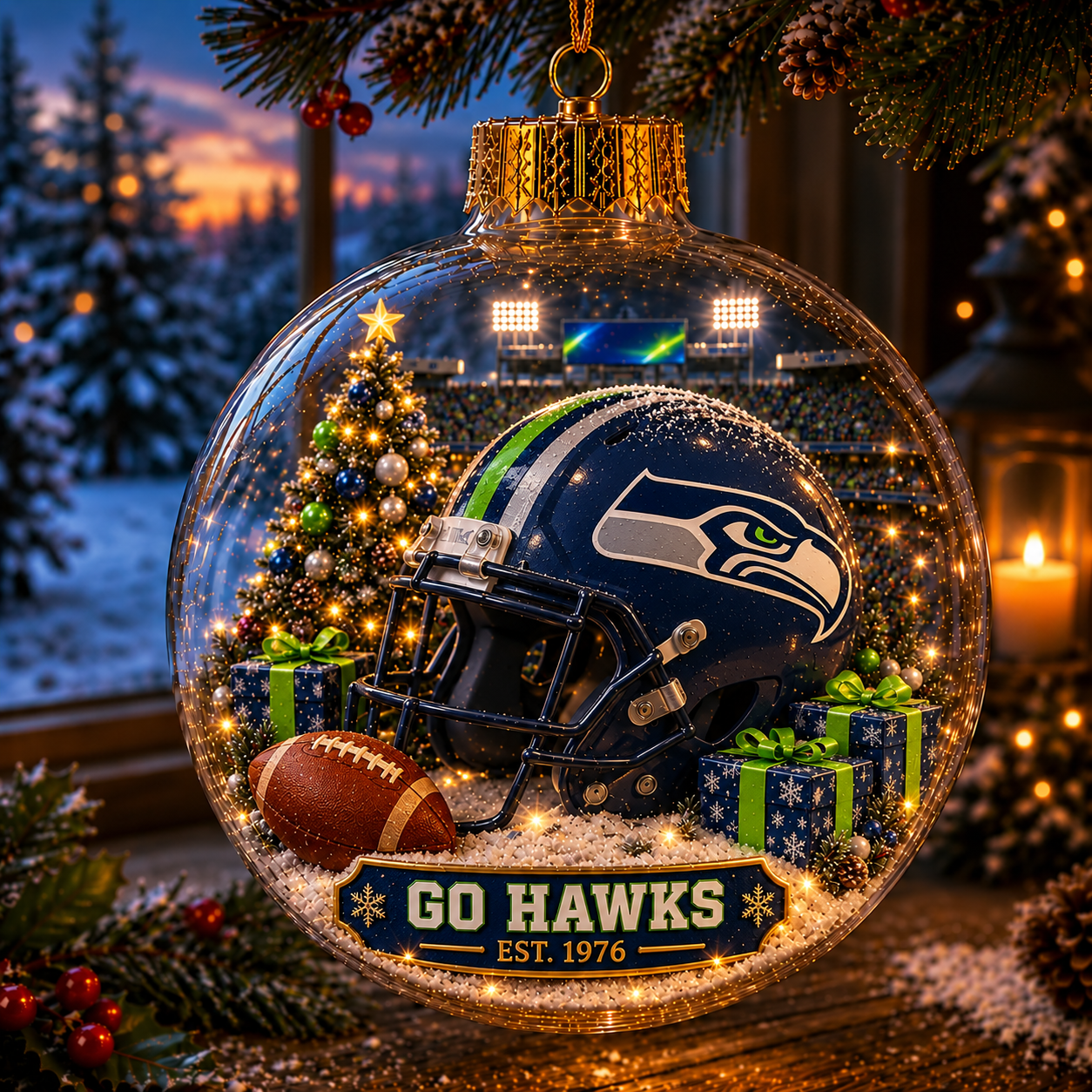 🏈🎄 Light-Up Football Team Christmas Ornament