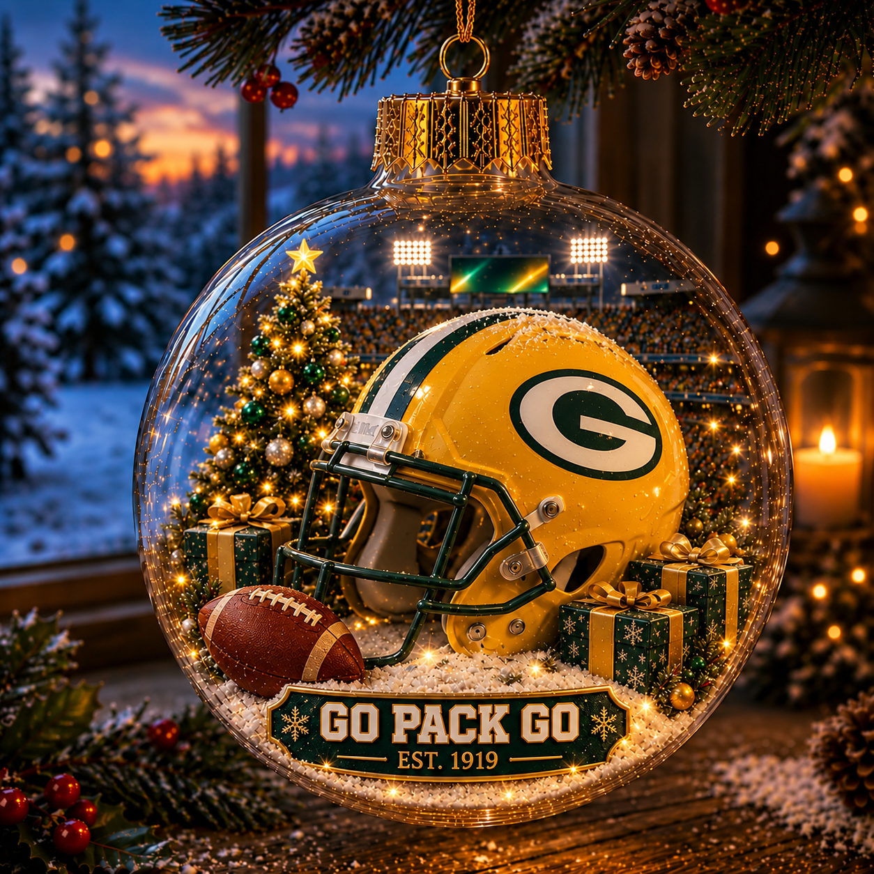 🏈🎄 Light-Up Football Team Christmas Ornament