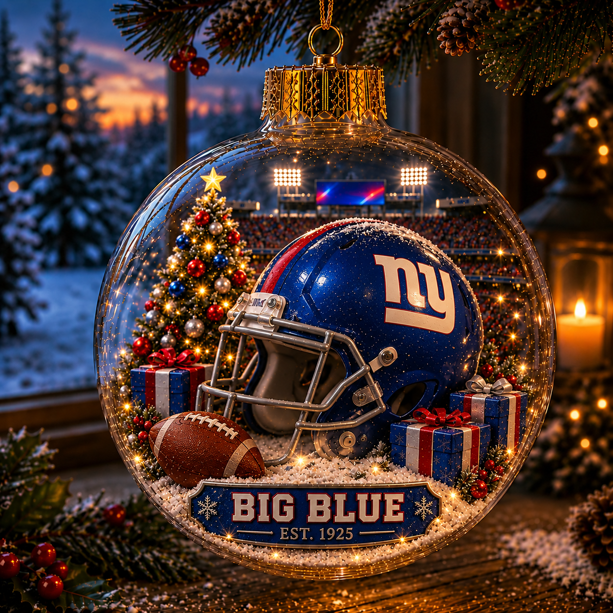 🏈🎄 Light-Up Football Team Christmas Ornament