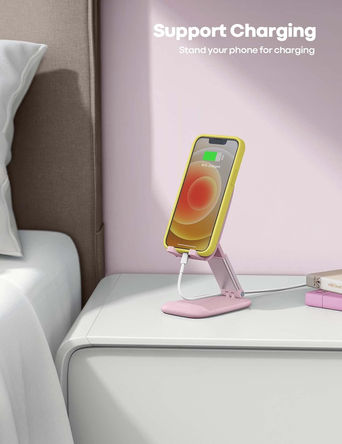 Desk Office Phone Holder, Pink Rose Gold