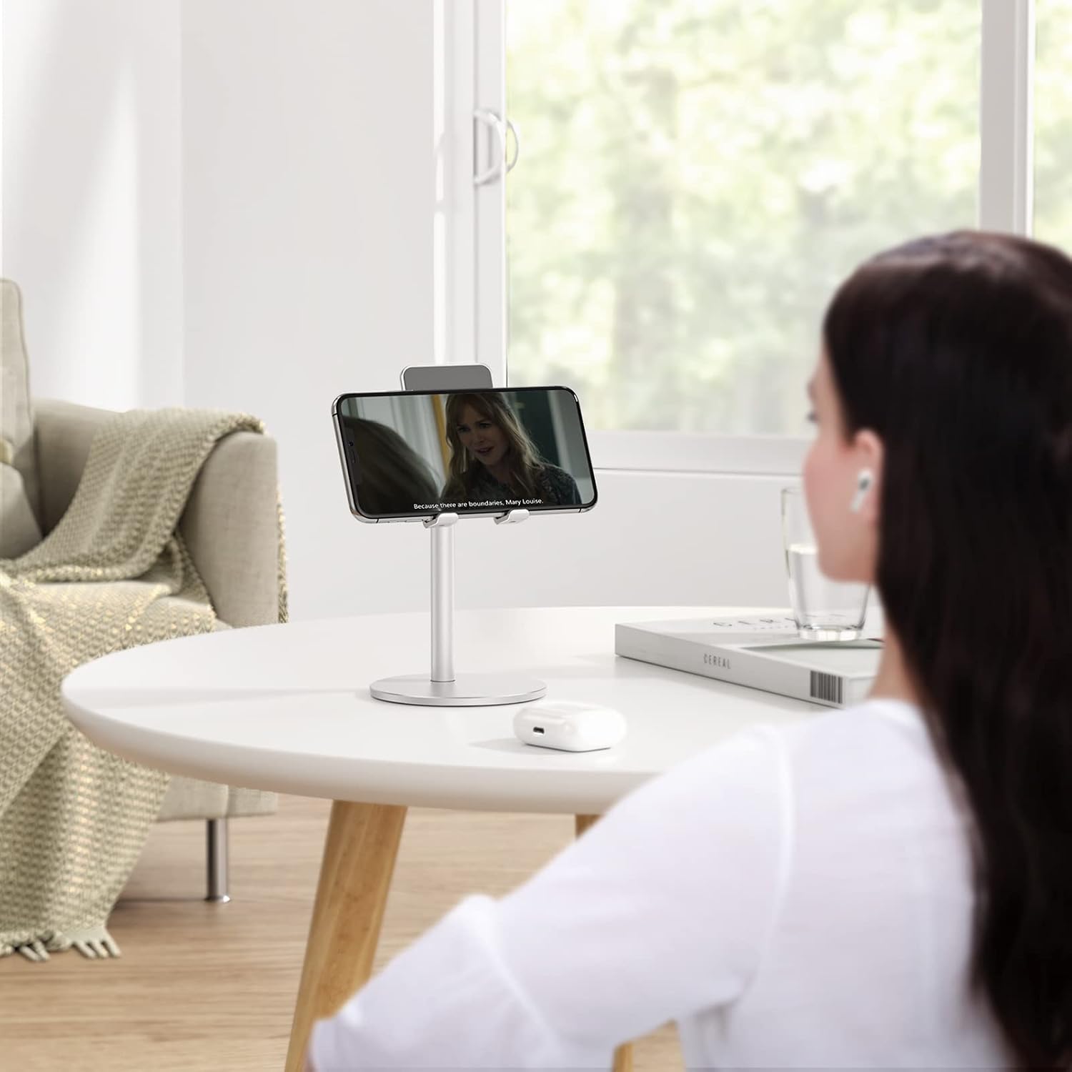Adjustable Silver Aluminum Desk Stand for Phone & Tablet