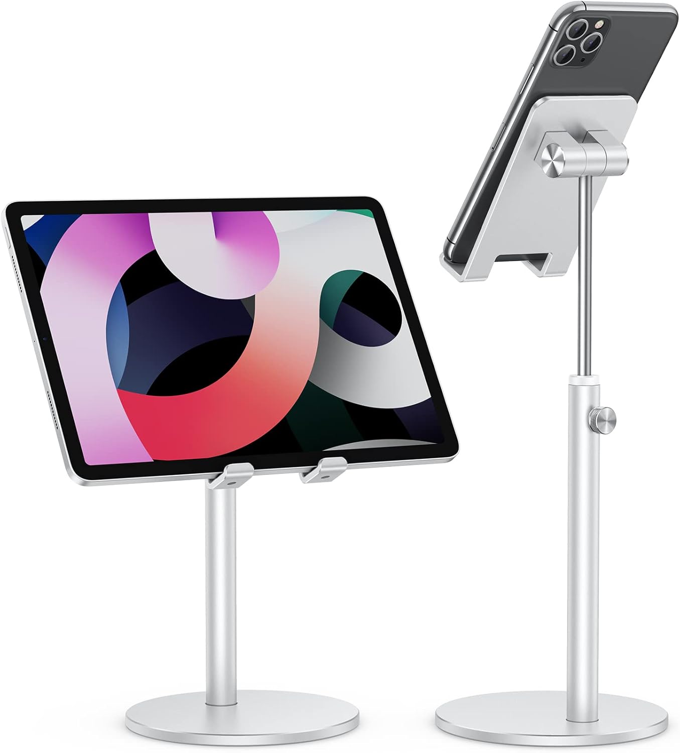 Adjustable Silver Aluminum Desk Stand for Phone & Tablet