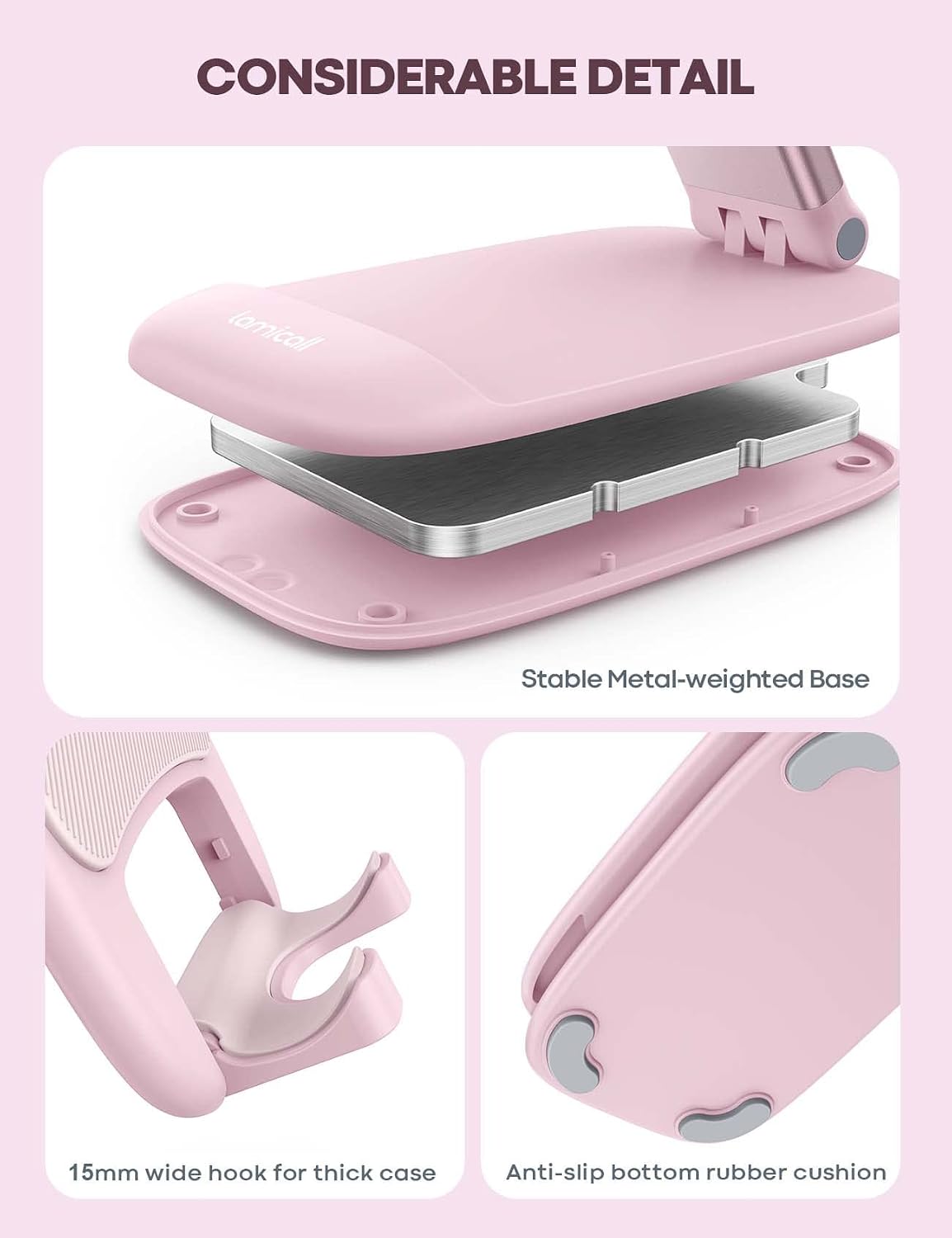 Desk Office Phone Holder, Pink Rose Gold