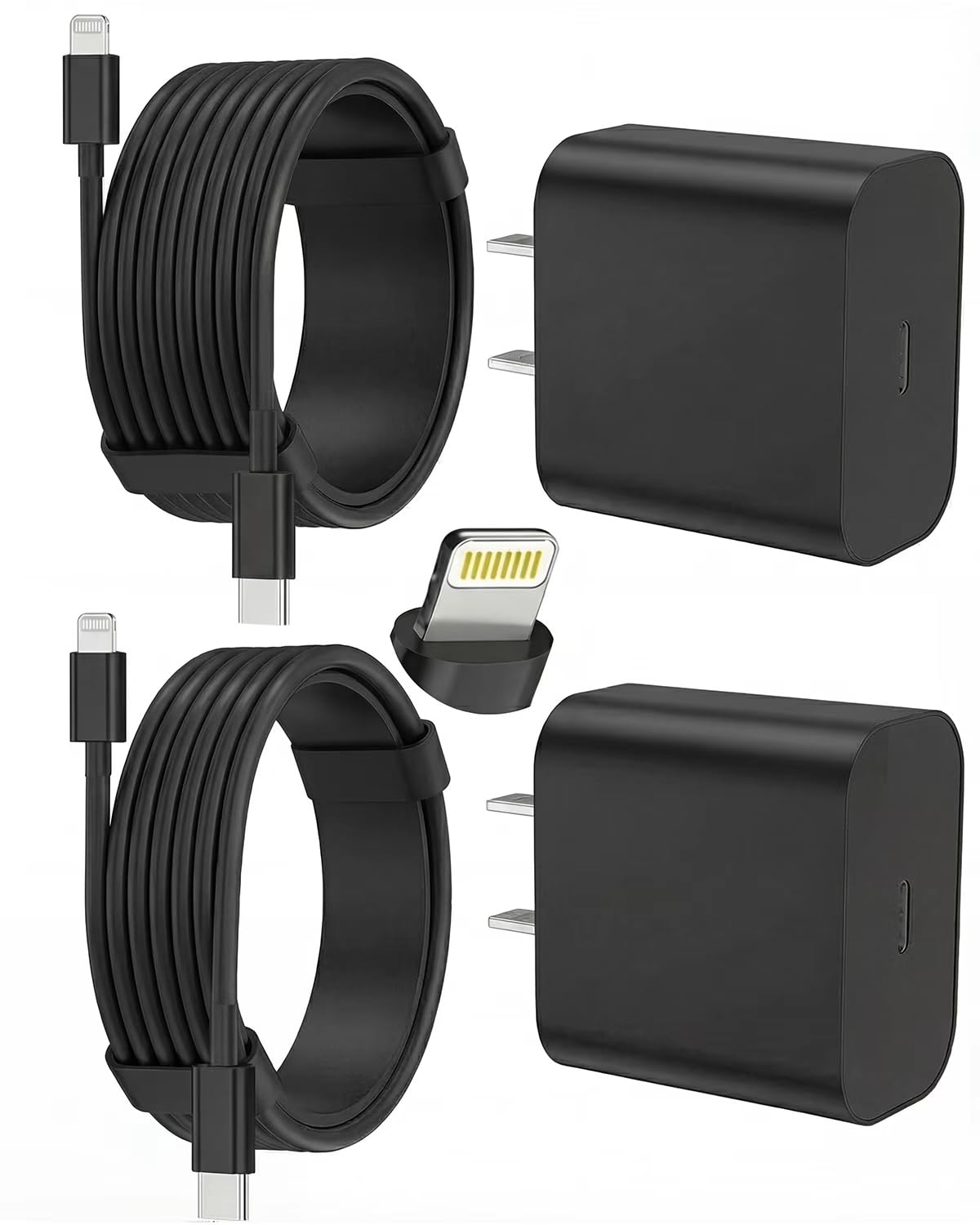 Fast Charging USB‑C Charger Block with 6FT/10FT Lightning Cable for iPhone