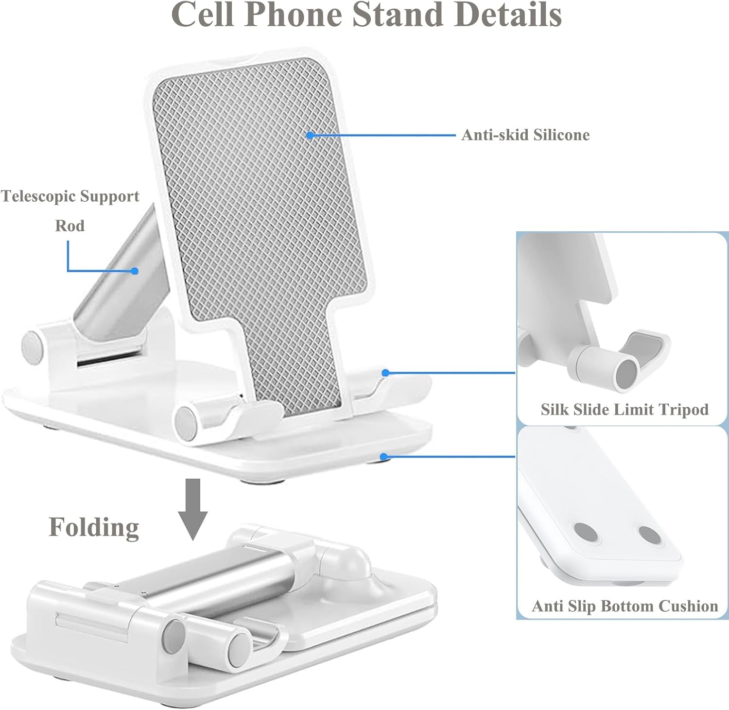 2 Pcs Adjustable Cell Phone Stand for Desk