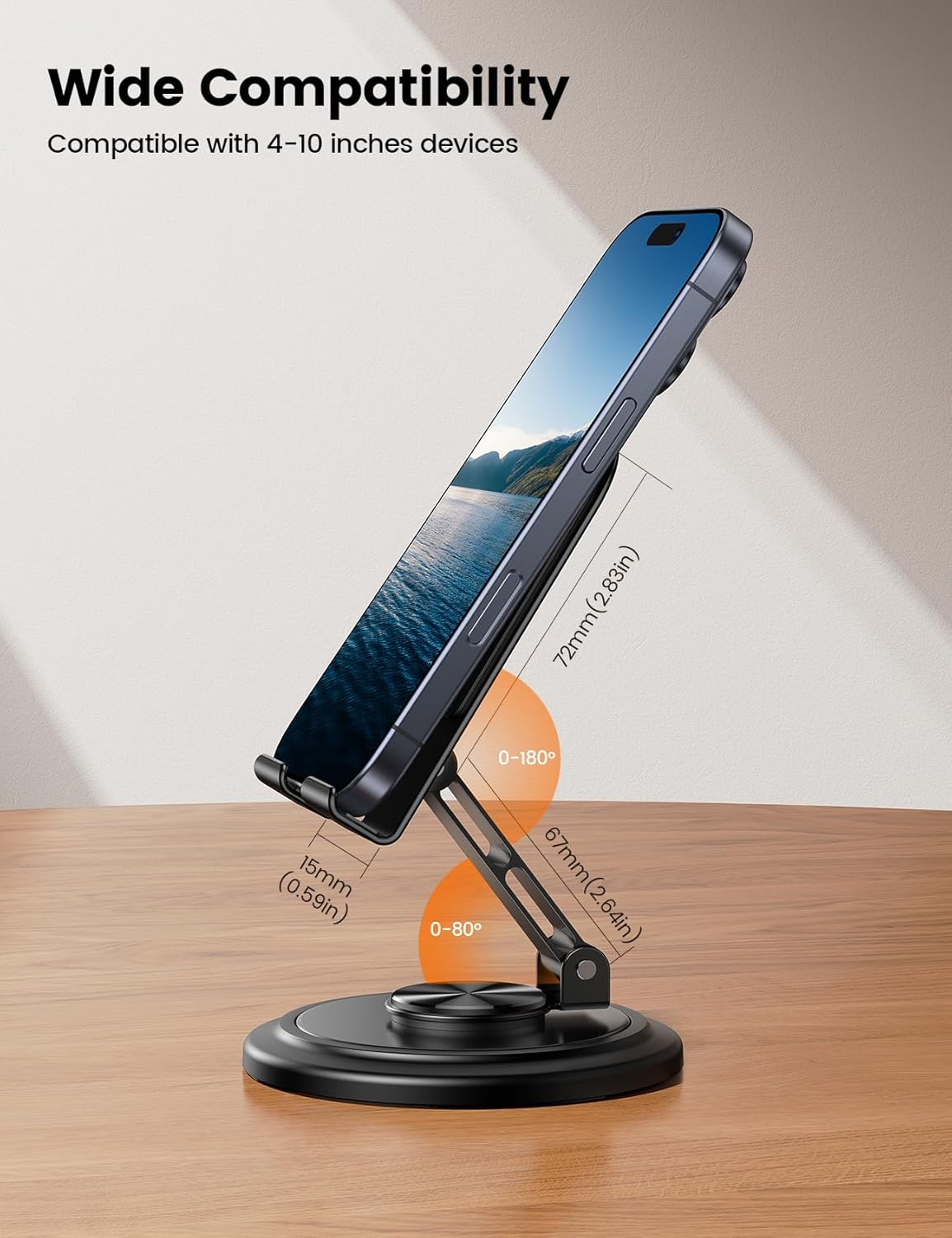 360° Rotation Sturdy Cell Phone Stand for Desk