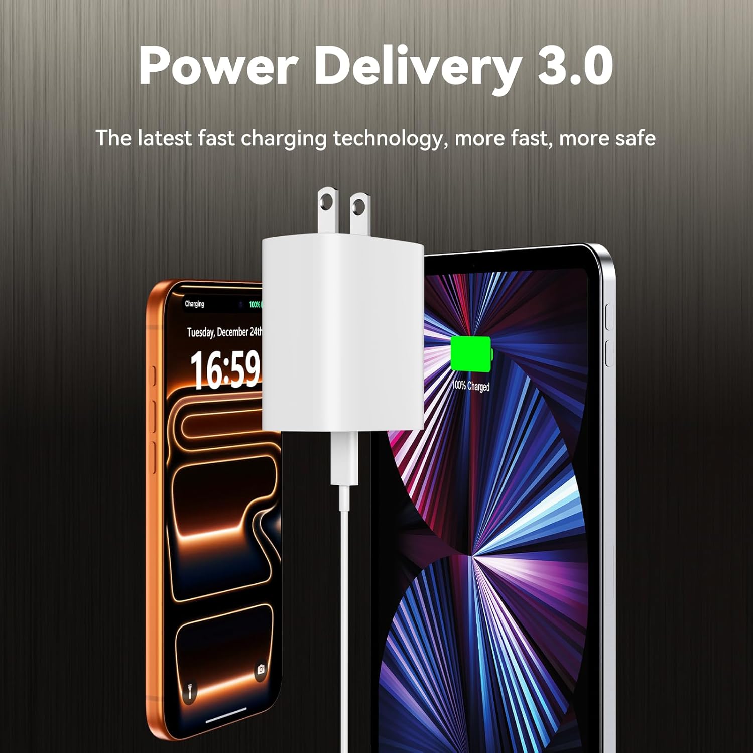 20W USB‑C Fast Charger with 10 FT Cable for iPhone 17 16 15