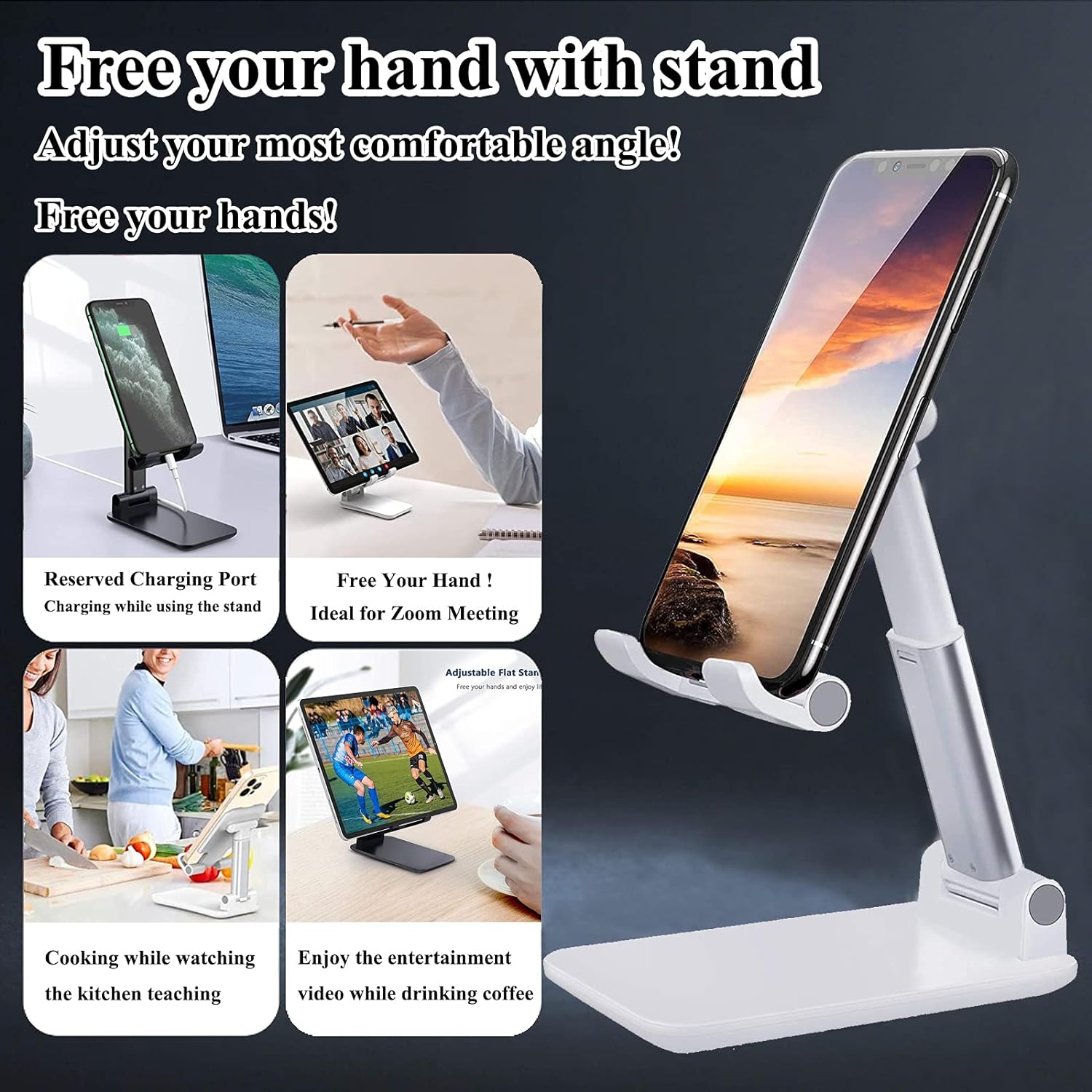 2 Pcs Adjustable Cell Phone Stand for Desk