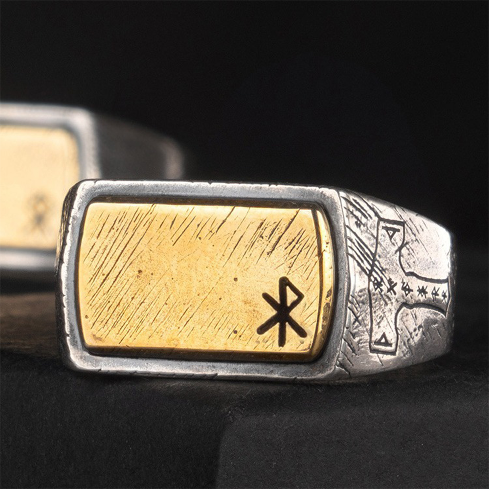 [Copy]Norse Viking Rune Fragment Stone Pendant Necklace | Double-sided Vegvisir Compass & Aegishjalmur Helm of Awe, 316L Stainless Steel, Gold Plated & Sterling Silver Option, Unisex Rune Amulet