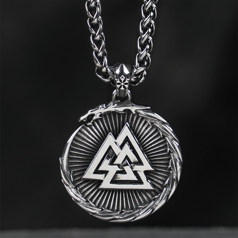 Double Sided Viking Valknut Vegvisir Necklace | 316L Stainless Steel Norse Protective Pendant