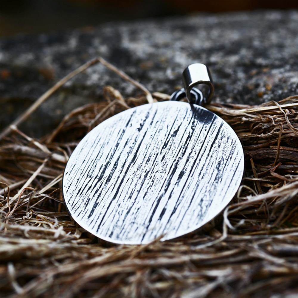 Norse Viking Aegishjalmur Helm of Awe Double Sided Pendant | Elder Futhark Rune Amulet, 316L Stainless Steel Unisex Protection Necklace