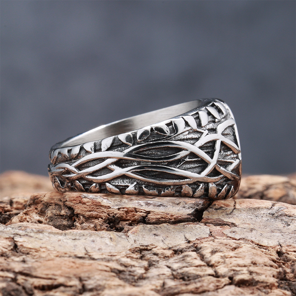 Norse Viking Yggdrasil World Tree Celtic Knot Signet Ring | 316L Stainless Steel Antique Unisex Wide Protective Ring