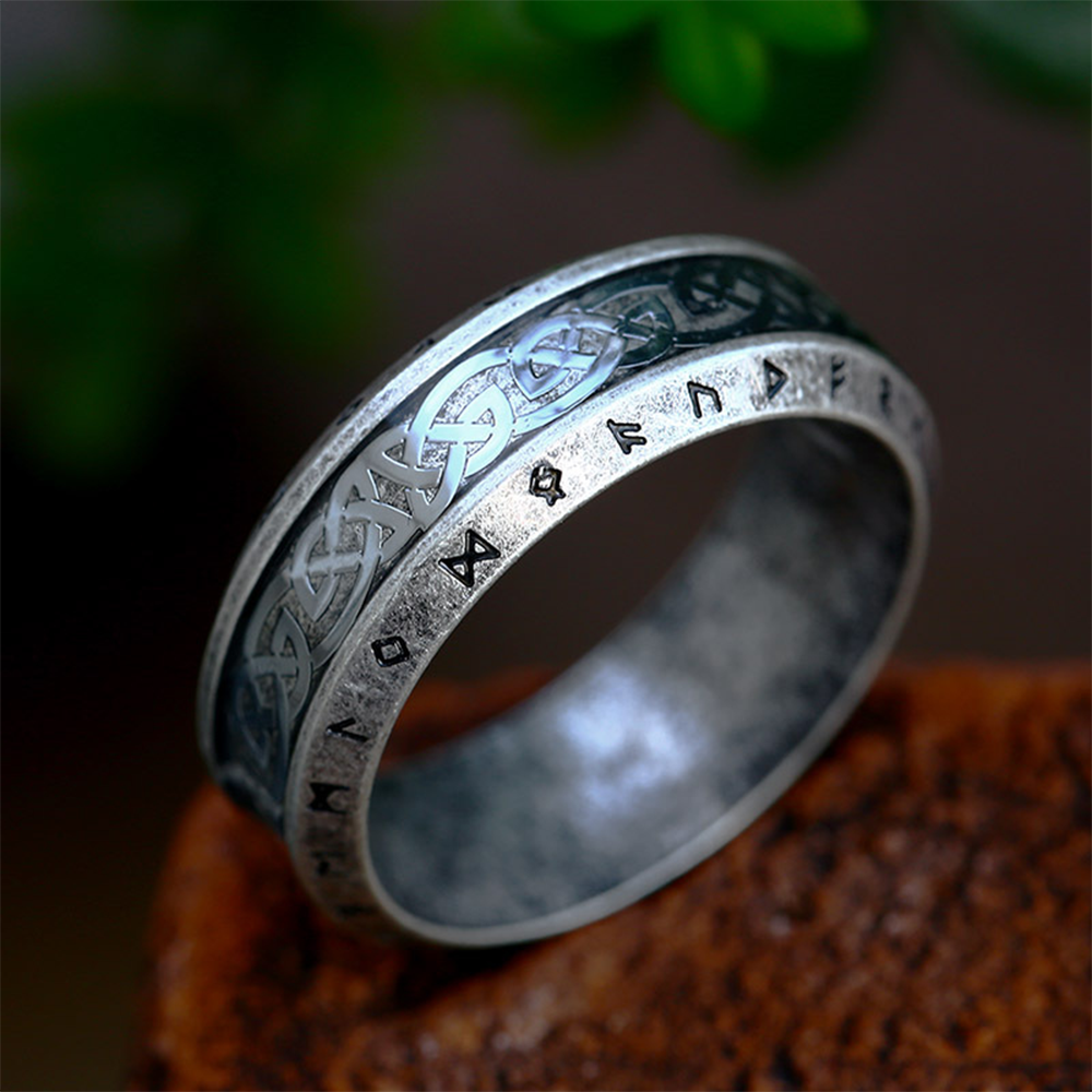 Viking Triquetra Rune Band Ring | 316L Stainless Steel Antique Norse Celtic Protective Band