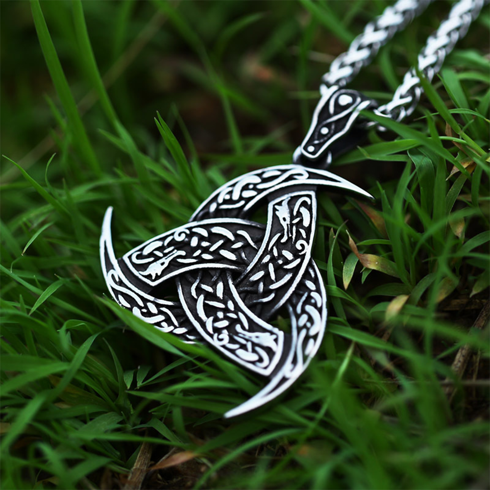Norse Odin Triple Horn Pendant | Viking Celtic Beast Pattern Amulet, 316L Stainless Steel Unisex Wisdom & Inspiration Necklace