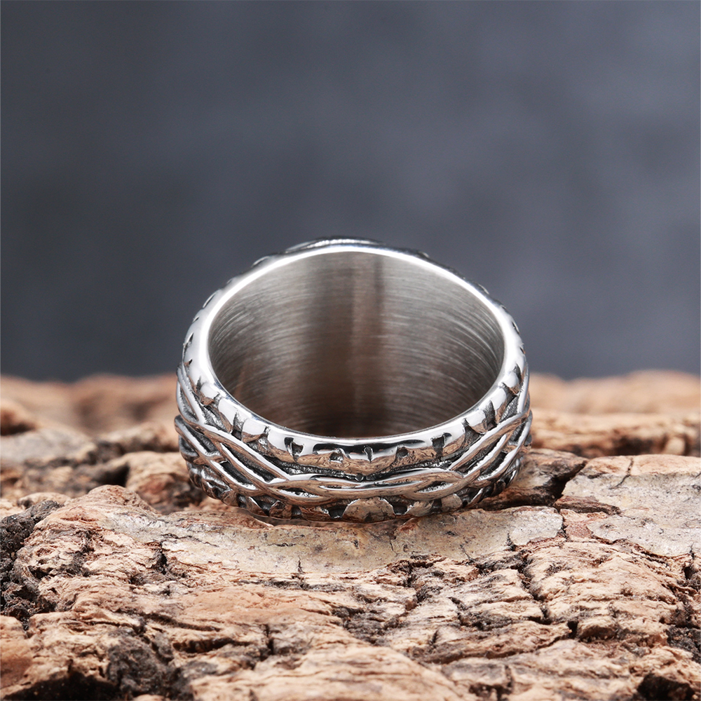 Norse Viking Yggdrasil World Tree Celtic Knot Signet Ring | 316L Stainless Steel Antique Unisex Wide Protective Ring