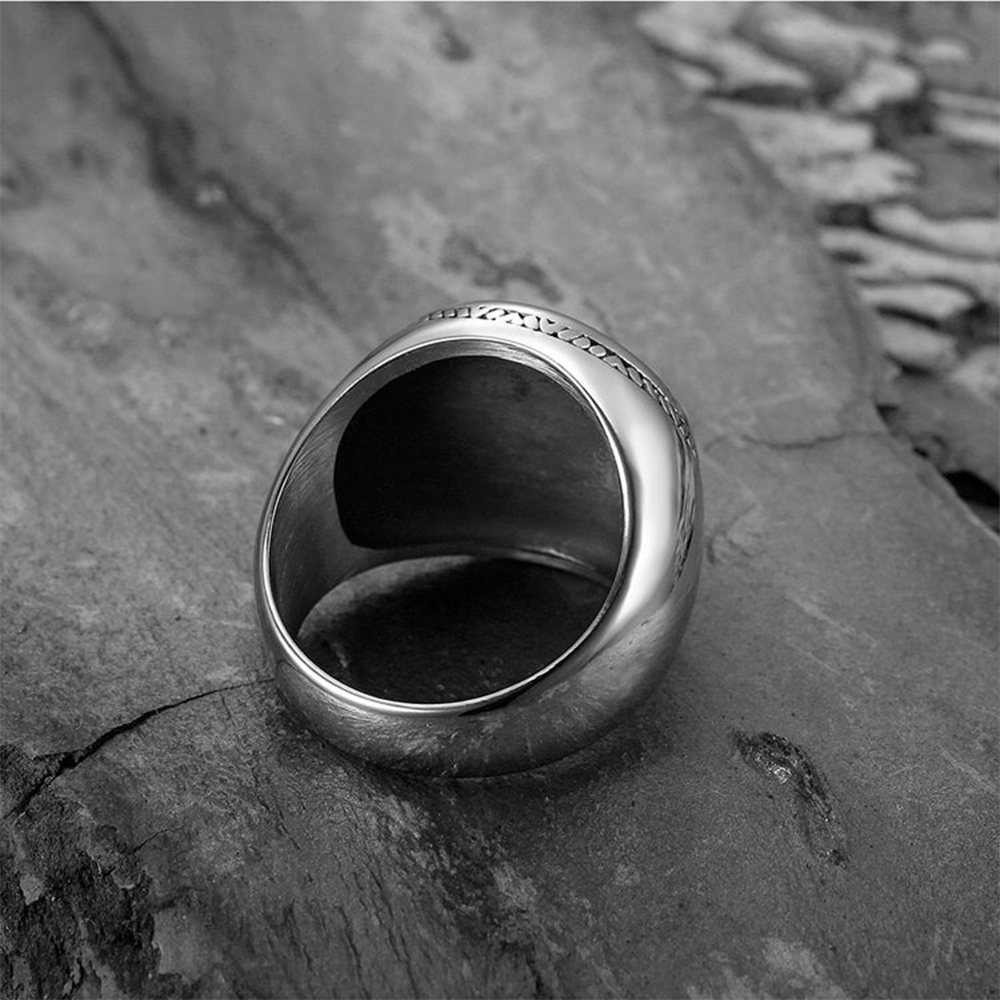 Norse Viking Yggdrasil Tree of Life Signet Ring | 316L Stainless Steel Antique Engraved Unisex Protective Ring
