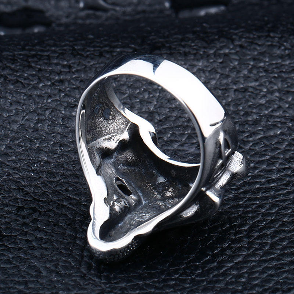 Viking Fenrir Wolf Head Celtic Triquetra Ring | 316L Stainless Steel Antique Engraved Unisex Norse Protective Band