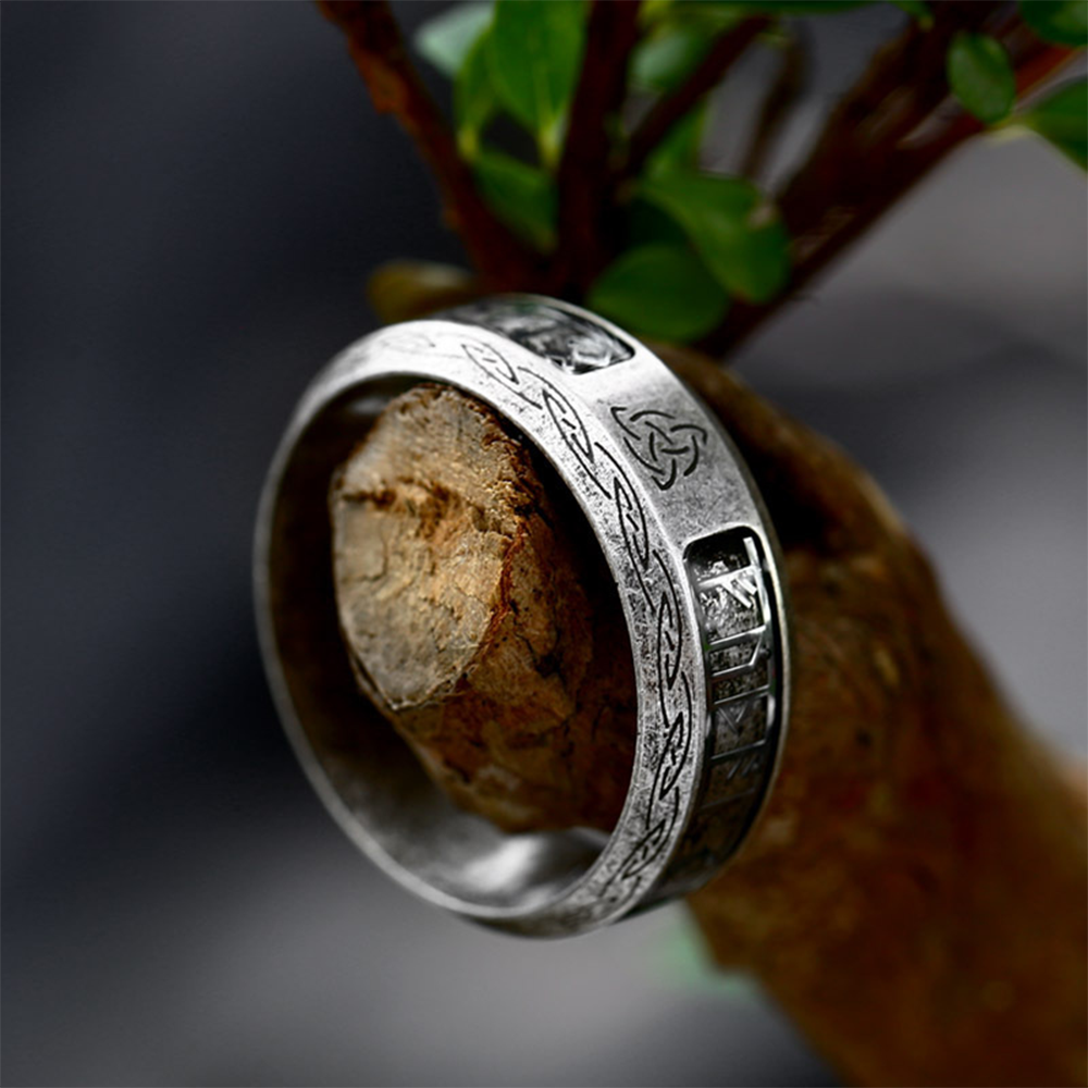 Viking Triquetra Rune Band Ring | 316L Stainless Steel Antique Norse Celtic Protective Band