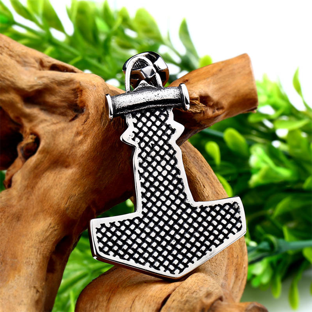 Viking Warrior Helmet Mjolnir Thor's Hammer Necklace | 316L Stainless Steel Norse Protective Pendant