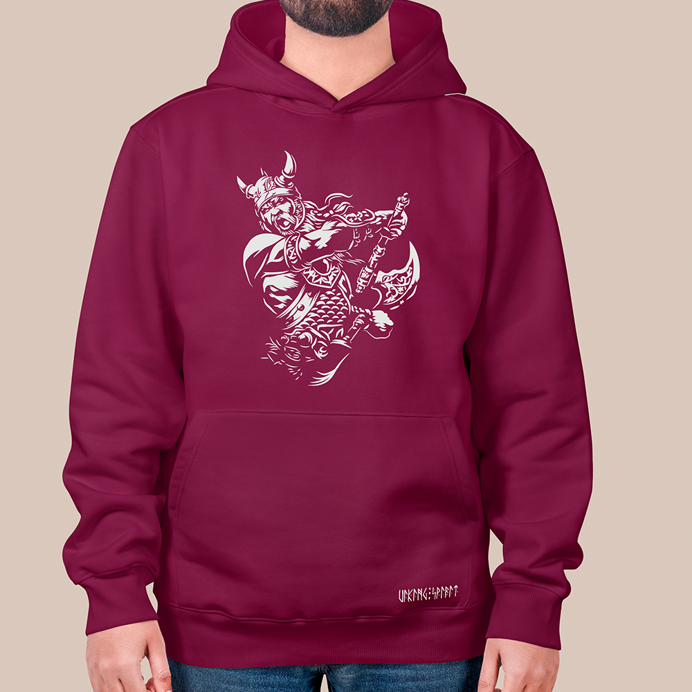 Viking Berserker Warrior Axe 550g Heavyweight Cotton Hoodie, Norse Battle Totem Pullover with Kangaroo Pocket, Affordable Unisex All-Ages Sweatshirt for European Fans-Viking Spirit