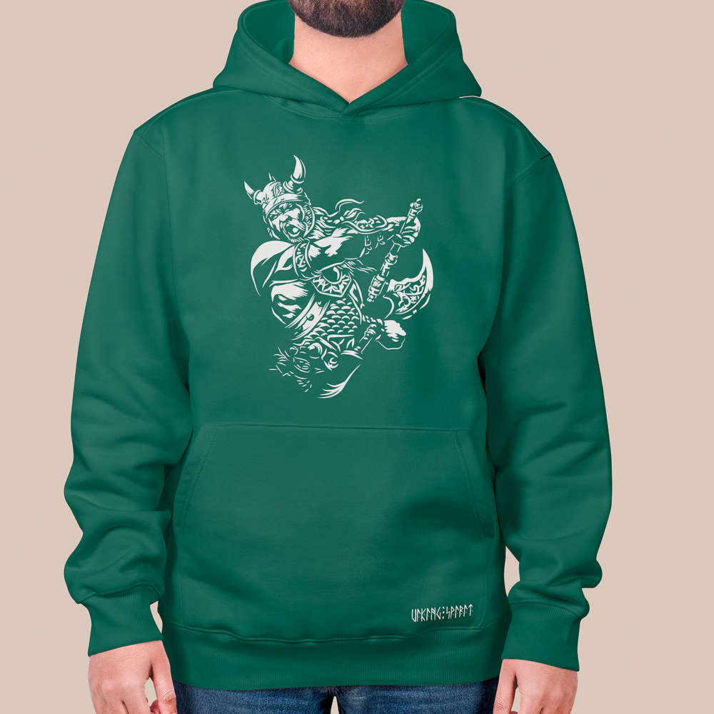 Viking Berserker Warrior Axe 550g Heavyweight Cotton Hoodie, Norse Battle Totem Pullover with Kangaroo Pocket, Affordable Unisex All-Ages Sweatshirt for European Fans-Viking Spirit