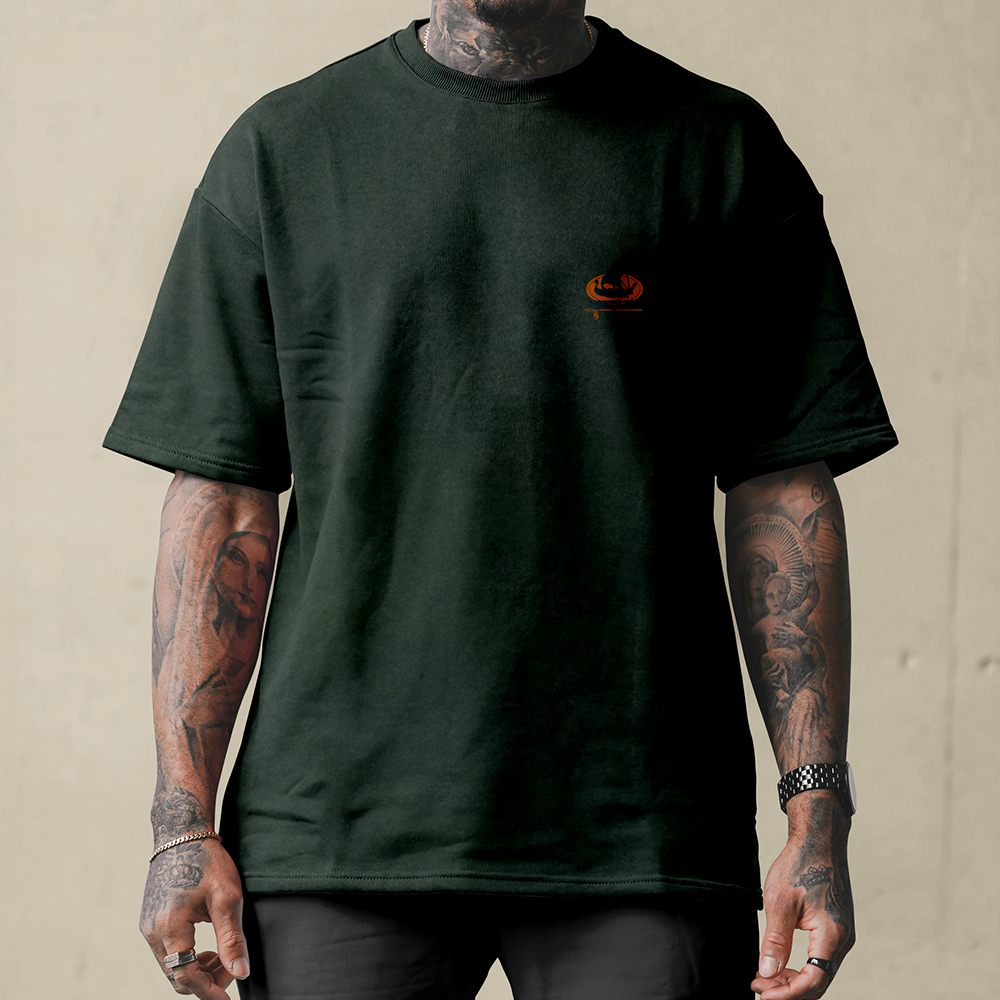 North Sea Viking Longship Bindrune Bind Rune Double-sided Printed Vintage Oversized T-Shirt, 230g Heavy Cotton Tee, Norse Ancient Rune Unisex Multi-color Short Sleeve