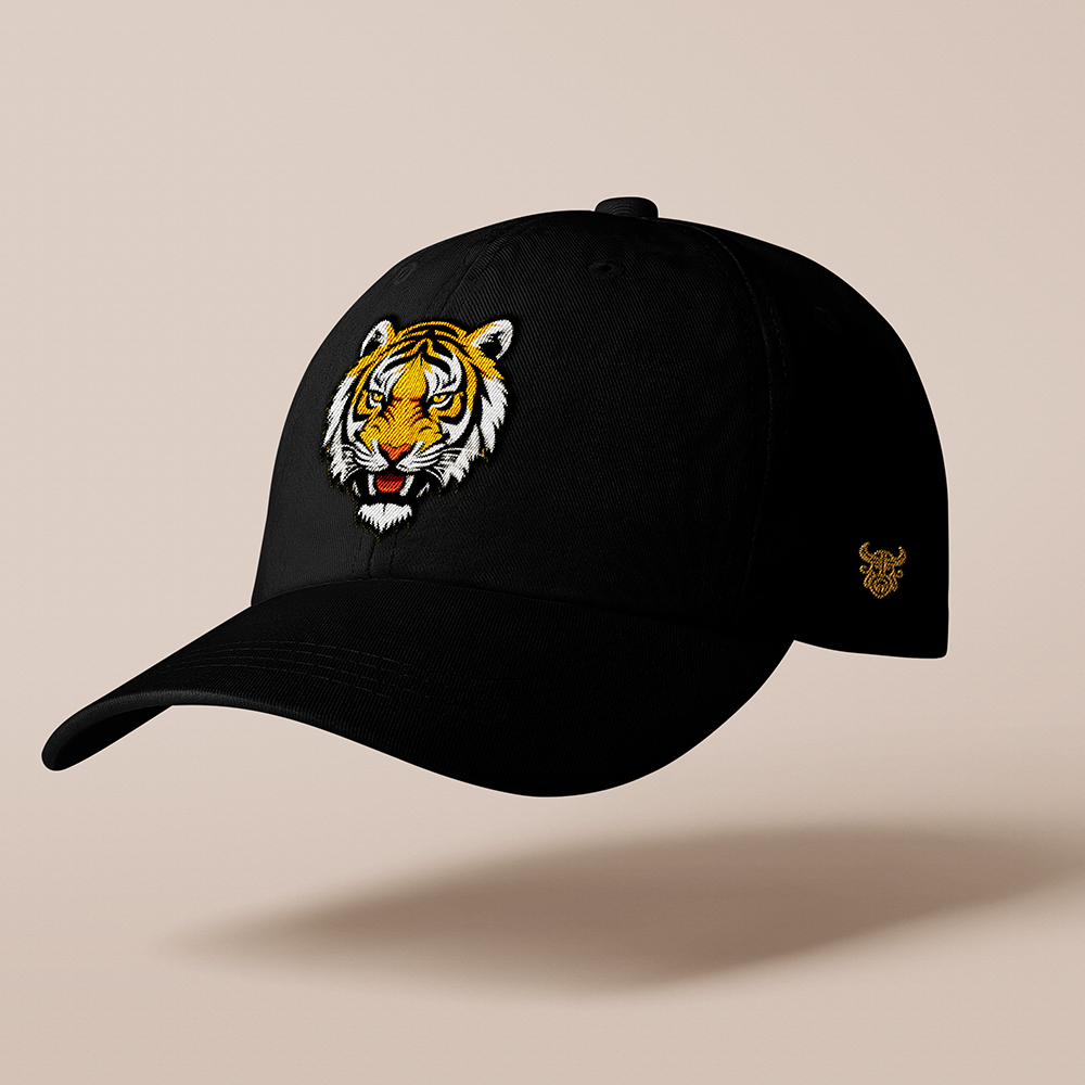 Viking‑Themed Tiger Head Embroidered Cotton Baseball Cap, Norse Warrior‑Spirit Totem 3D‑Embroidery Sun Dad Hat, Affordable Unisex‑All‑Ages Outdoor Casual Cap for European Market-Viking Spirit