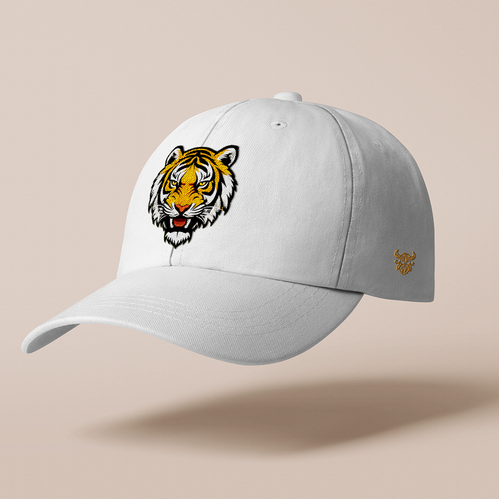 Viking‑Themed Tiger Head Embroidered Cotton Baseball Cap, Norse Warrior‑Spirit Totem 3D‑Embroidery Sun Dad Hat, Affordable Unisex‑All‑Ages Outdoor Casual Cap for European Market-Viking Spirit