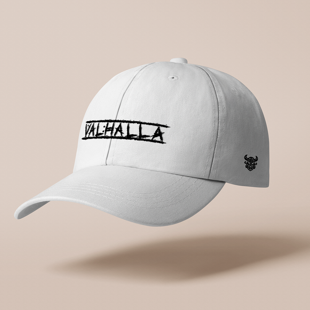 Valhalla Text‑Embroidered Cotton Baseball Cap, Norse Viking Valhalla Hall‑of‑Fame Legend Sun Dad Hat, Affordable Unisex‑All‑Ages Outdoor Casual Cap for European Market-Viking Spirit