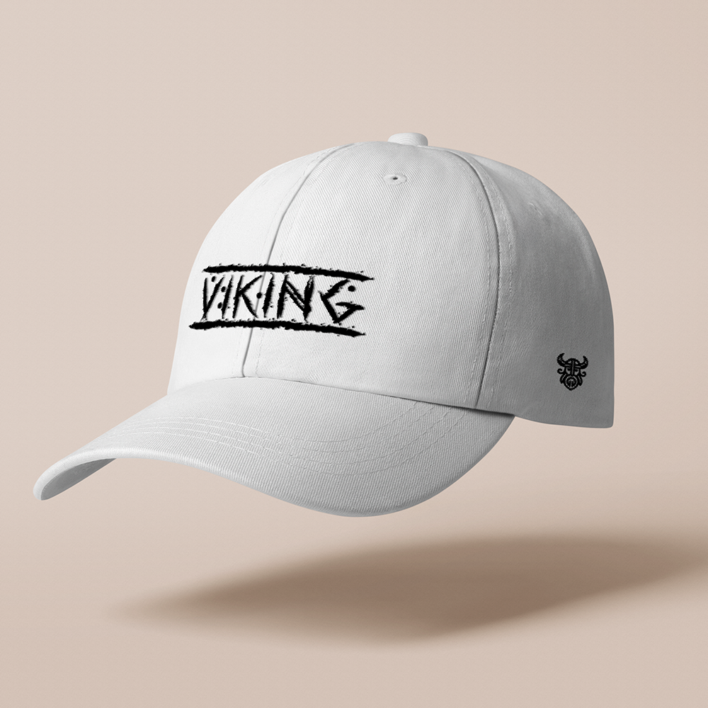 VIKING Rune‑Style Text Embroidered Cotton Baseball Cap, Norse Viking Warrior Spirit Sun Dad Hat, Affordable Unisex‑All‑Ages Outdoor Casual Cap for European Market-Viking Spirit