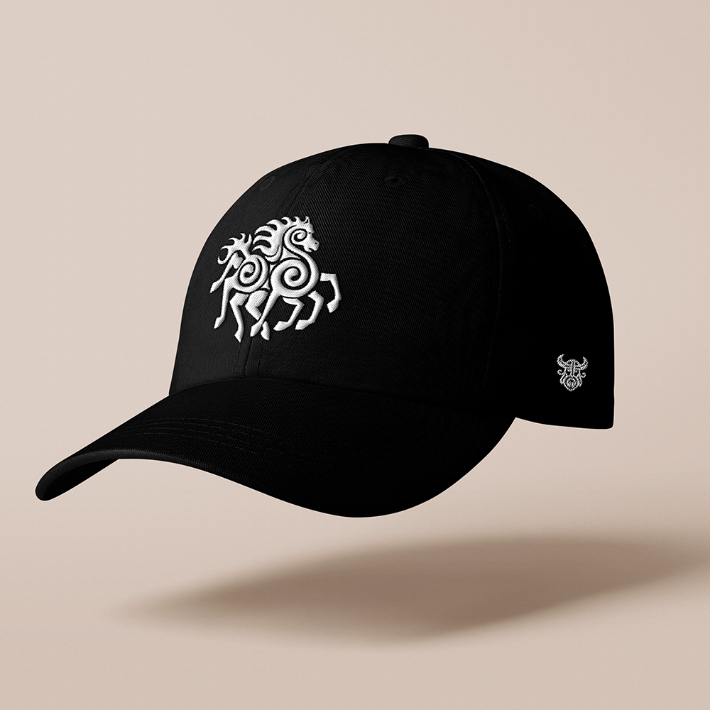 Sleipnir Eight‑Legged Horse Embroidered Cotton Baseball Cap, Norse Mythology Odin’s Steed Geometric‑Embroidery Sun Dad Hat, Affordable Unisex‑All‑Ages Outdoor Casual Cap for European Market-Viking Spirit