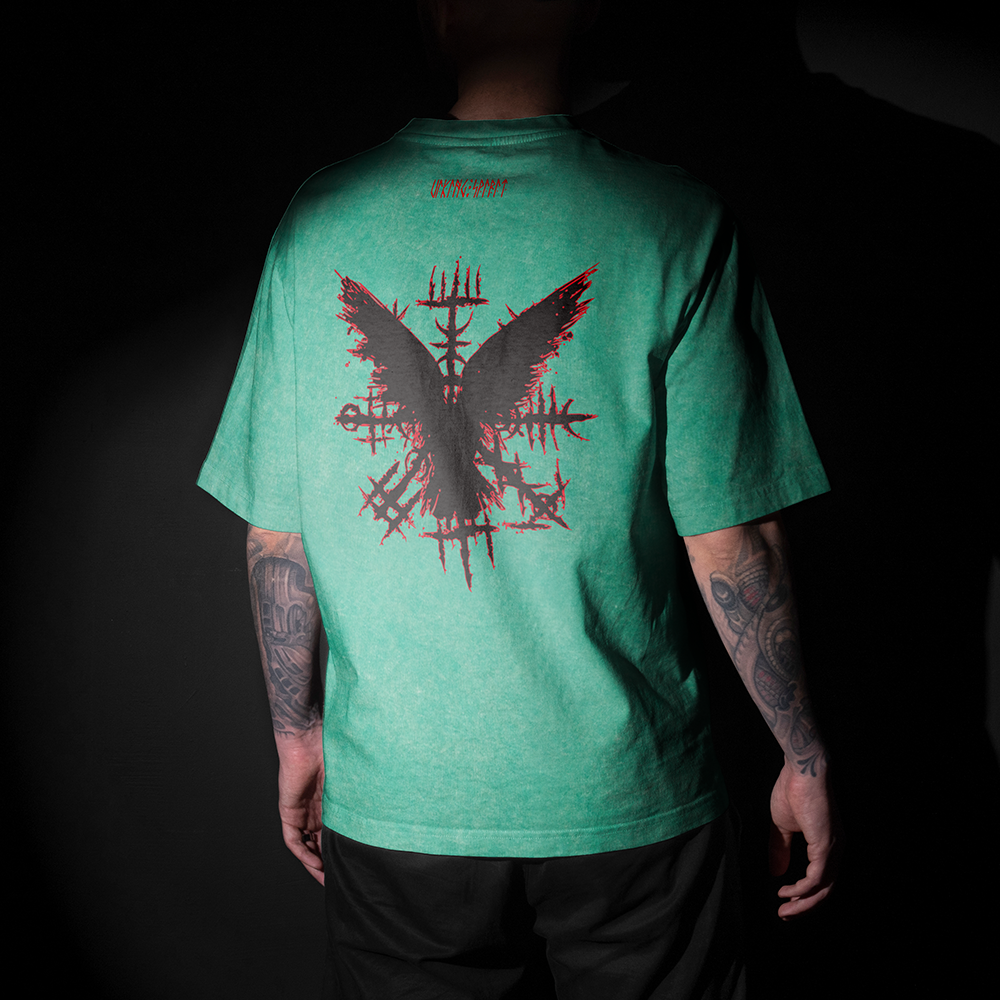 Norse Mythology Odin Raven Thorn Rune Totem Double-sided Printed Vintage Oversized T-Shirt, 230g Heavy Cotton Tee, Viking Odin Raven Totem Unisex Multi-color Short Sleeve