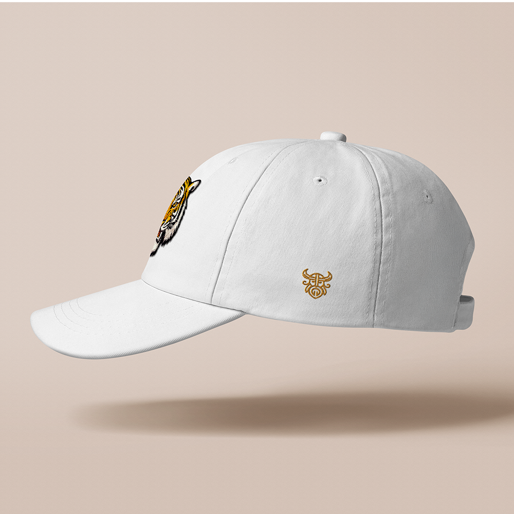 Viking‑Style Tiger Head Embroidered Cotton Baseball Cap, Norse Beast Totem 3D‑Embroidery Sun Dad Hat, Affordable Unisex‑All‑Ages Outdoor Casual Cap for European Market-Viking Spirit