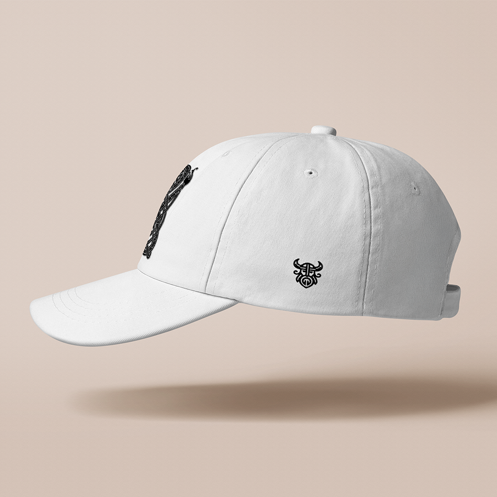 Jörmungandr World Serpent Celtic Knot Embroidered Cotton Baseball Cap, Norse Mythology Giant Serpent Totem Sun Dad Hat, Affordable Unisex‑All‑Ages Outdoor Casual Cap for European Market-Viking Spirit