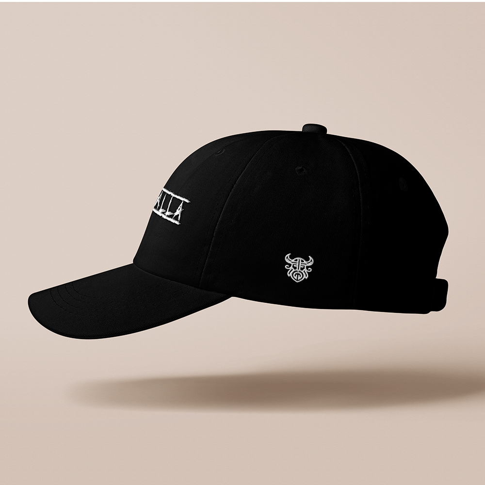 Valhalla Text‑Embroidered Cotton Baseball Cap, Norse Viking Valhalla Hall‑of‑Fame Legend Sun Dad Hat, Affordable Unisex‑All‑Ages Outdoor Casual Cap for European Market-Viking Spirit