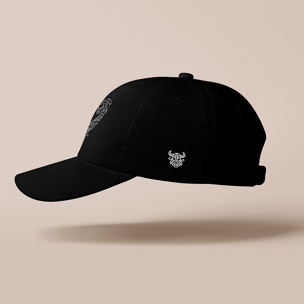 Viking Celtic Knot Dual‑Beast Heart Pattern Embroidered Cotton Baseball Cap, Norse Celtic Interwoven Totem Sun Dad Hat, Affordable Unisex‑All‑Ages Outdoor Casual Cap for European Market-Viking Spirit