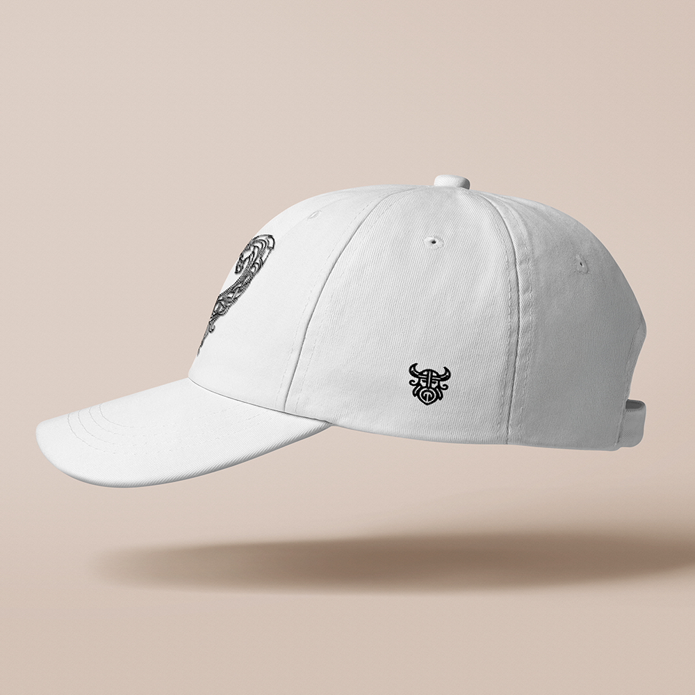 Viking Celtic Knot Dual‑Beast Heart Pattern Embroidered Cotton Baseball Cap, Norse Celtic Interwoven Totem Sun Dad Hat, Affordable Unisex‑All‑Ages Outdoor Casual Cap for European Market-Viking Spirit