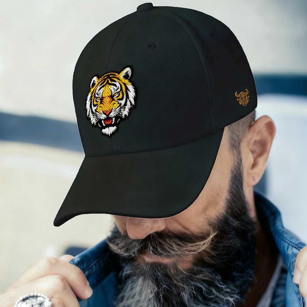 Viking‑Themed Tiger Head Embroidered Cotton Baseball Cap, Norse Warrior‑Spirit Totem 3D‑Embroidery Sun Dad Hat, Affordable Unisex‑All‑Ages Outdoor Casual Cap for European Market-Viking Spirit
