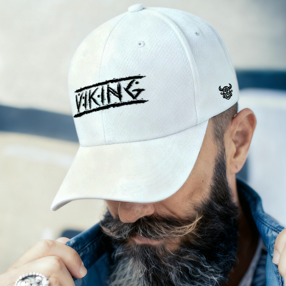 VIKING Rune‑Style Text Embroidered Cotton Baseball Cap, Norse Viking Warrior Spirit Sun Dad Hat, Affordable Unisex‑All‑Ages Outdoor Casual Cap for European Market-Viking Spirit