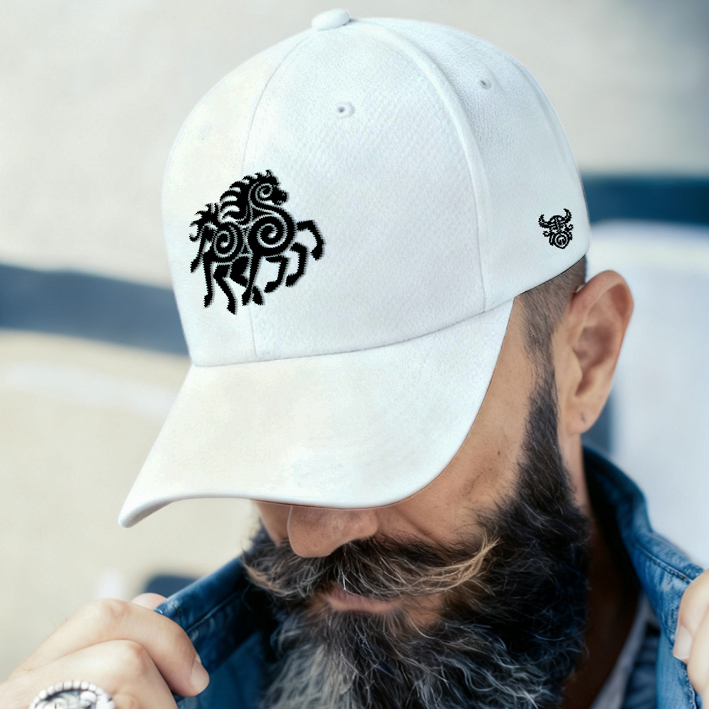 Sleipnir Eight‑Legged Horse Embroidered Cotton Baseball Cap, Norse Mythology Odin’s Steed Geometric‑Embroidery Sun Dad Hat, Affordable Unisex‑All‑Ages Outdoor Casual Cap for European Market-Viking Spirit