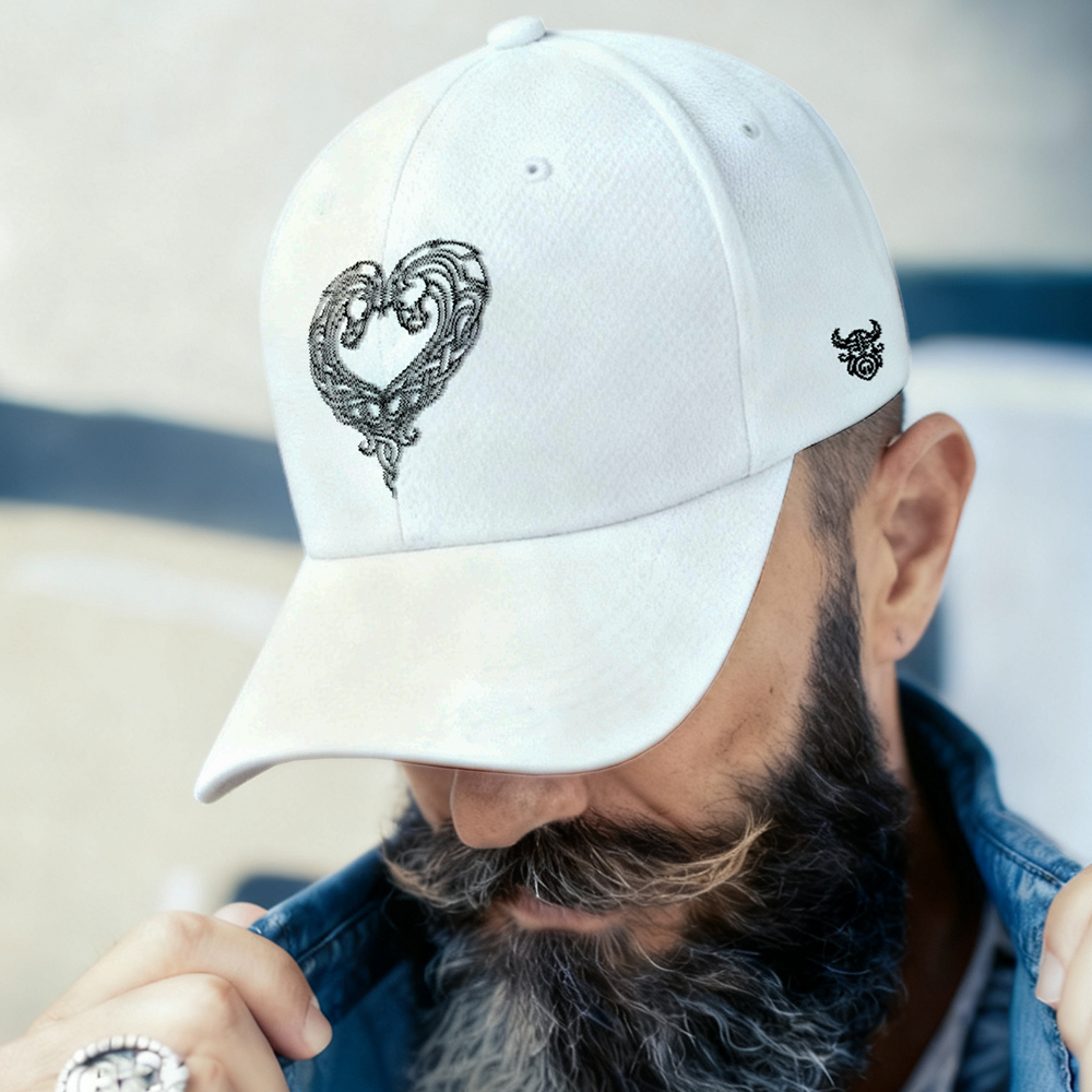 Viking Celtic Knot Dual‑Beast Heart Pattern Embroidered Cotton Baseball Cap, Norse Celtic Interwoven Totem Sun Dad Hat, Affordable Unisex‑All‑Ages Outdoor Casual Cap for European Market-Viking Spirit