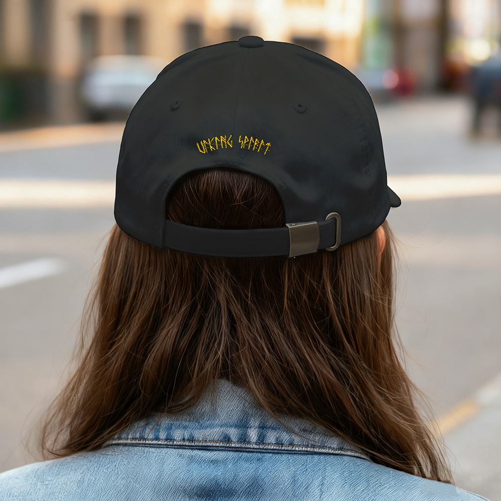 Sleipnir Eight‑Legged Horse Embroidered Cotton Baseball Cap, Norse Mythology Odin’s Steed Geometric‑Embroidery Sun Dad Hat, Affordable Unisex‑All‑Ages Outdoor Casual Cap for European Market-Viking Spirit