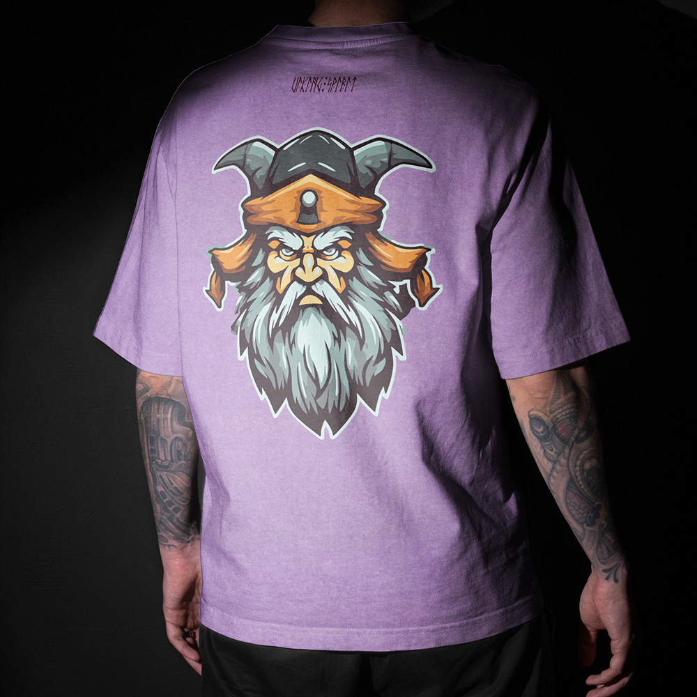 Viking Odin Double-sided Printed Vintage Oversized T-Shirt, 230g Heavy Cotton Tee, Norse God Odin Totem Unisex Multi-color Short Sleeve-Viking Spirit