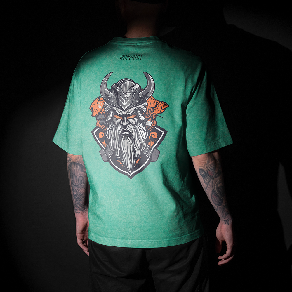 Odin Viking Double-sided Printed Vintage Oversized T-Shirt, 230g Heavy Cotton Tee, Norse God Odin Totem Unisex Multi-color Short Sleeve-Viking Spirit