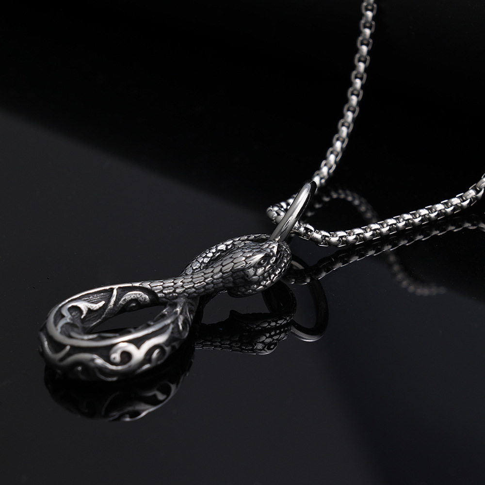 Norse Myth Jörmungandr Infinity Serpent Pendant | World Serpent Ouroboros Protection Amulet, 316L Stainless Steel Unisex Viking Necklace