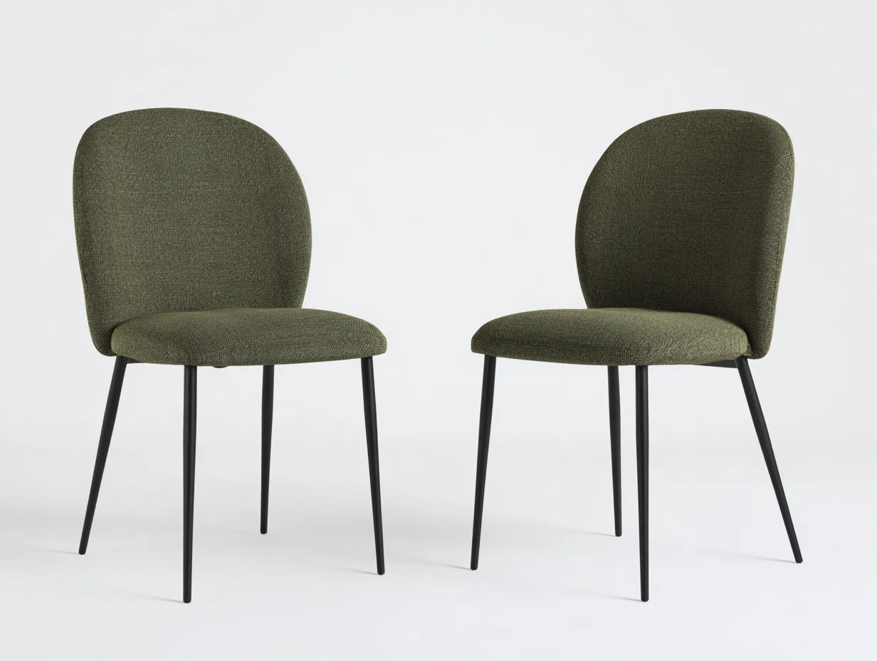 Chaise de salle à manger en tissu 50×55×82 cm - vert olive/noir - style contemporain-Pamimohome
