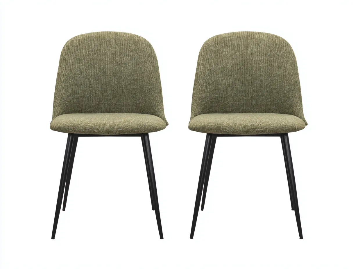 Chaise de salle à manger en tissu et métal 51×54×83 cm - vert olive/noir - lot de 2 style épuré-Pamimohome